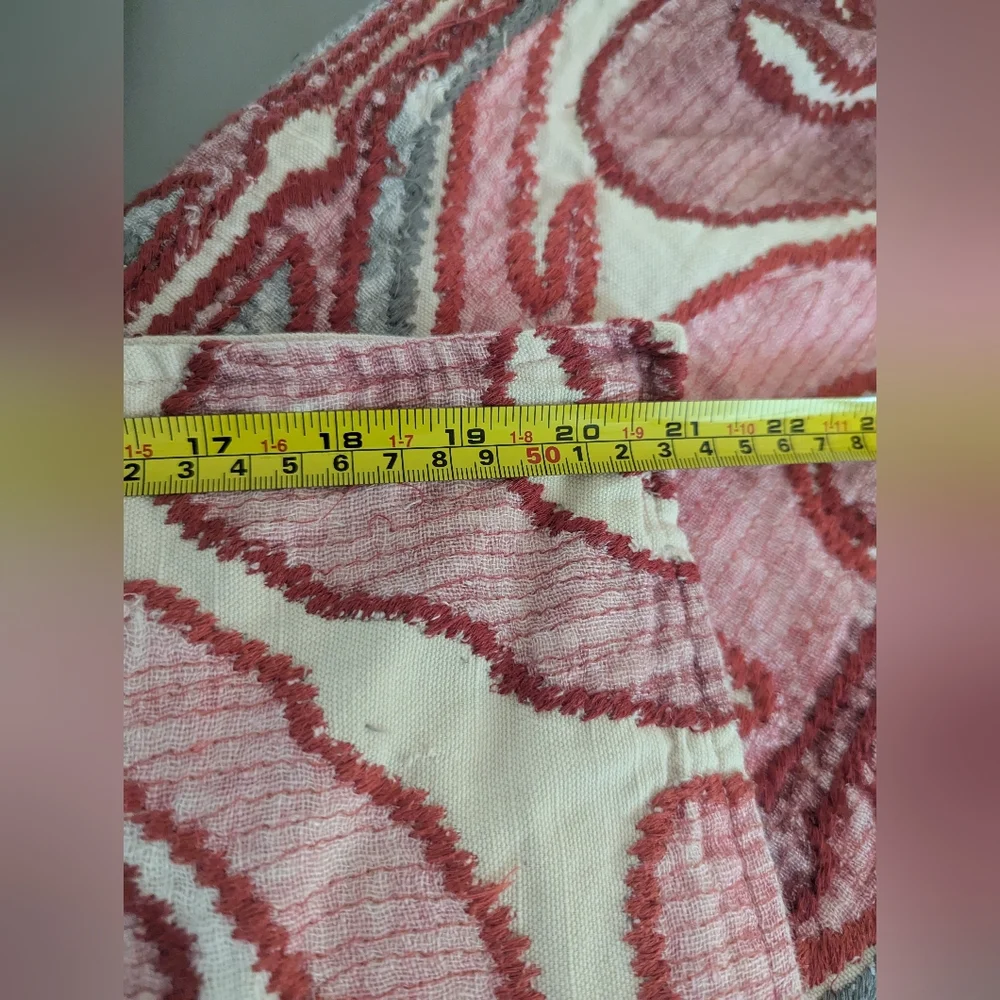 (2) Pottery Barn "KENMARE" Ikat Embroidered Pillow Covers 24" Red/Gray - Picture 9 of 9